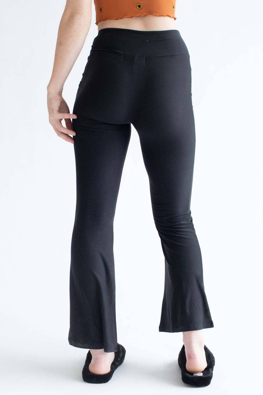 Black Wide Waistband Bell Bottoms