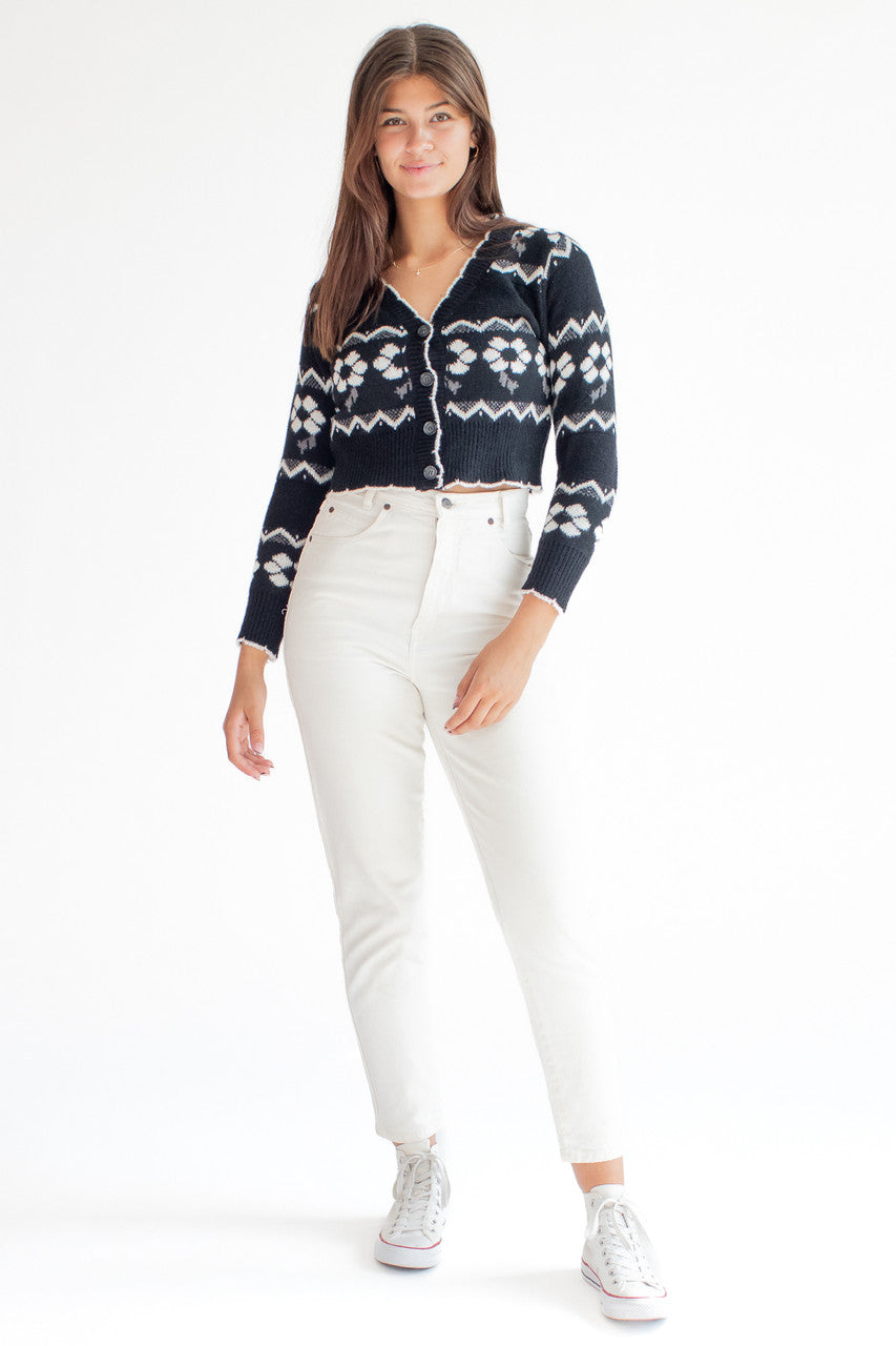 Black Floral Cardigan