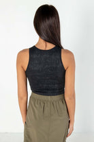 Black Floral Seamless Jacquard Tank