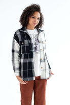 Black & White Spliced Plaid Shacket
