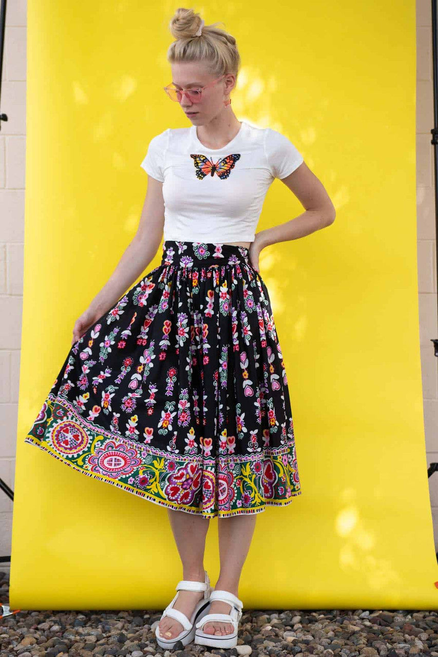 Black Heart & Floral Skirt