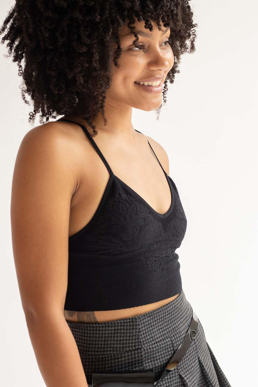Black Jacquard Seamless Bralette