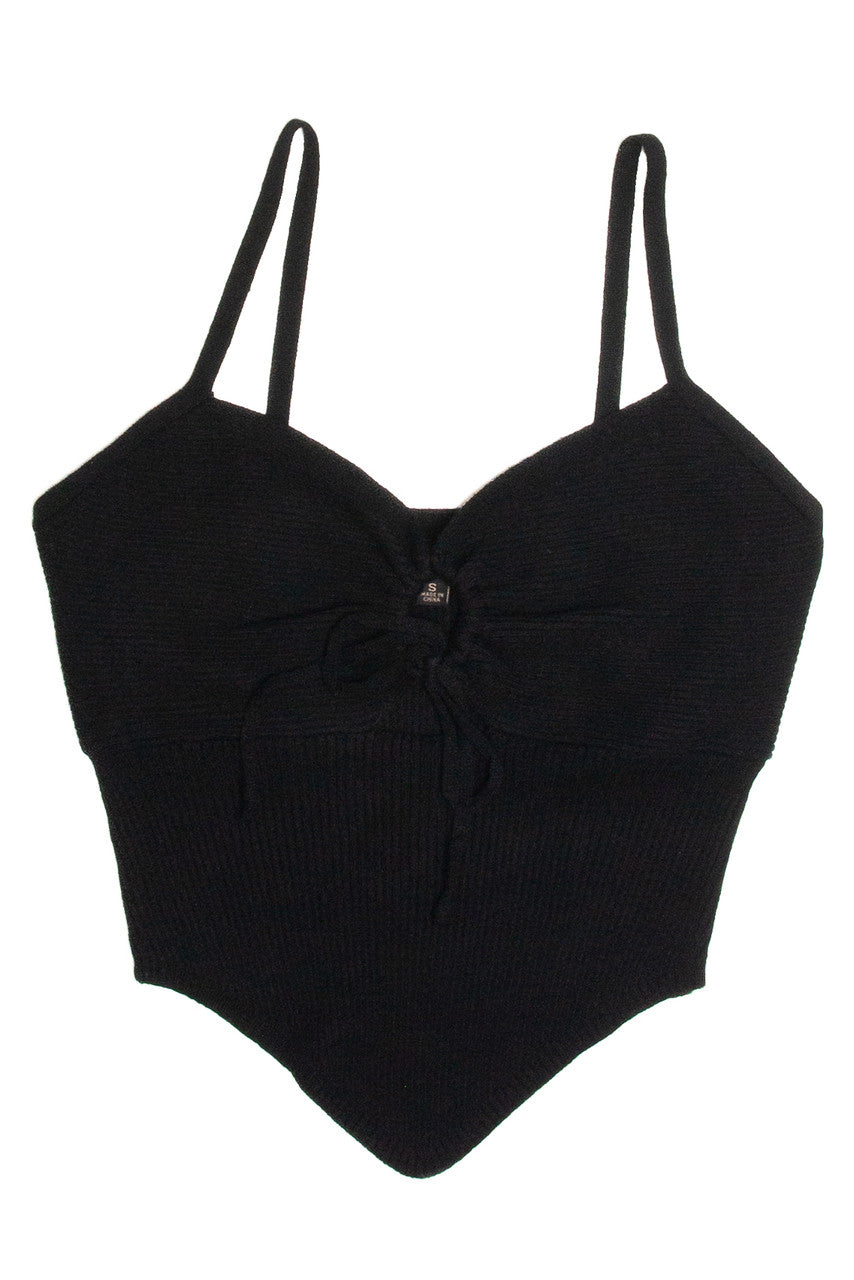 Black Knit Hanky Hem Cami
