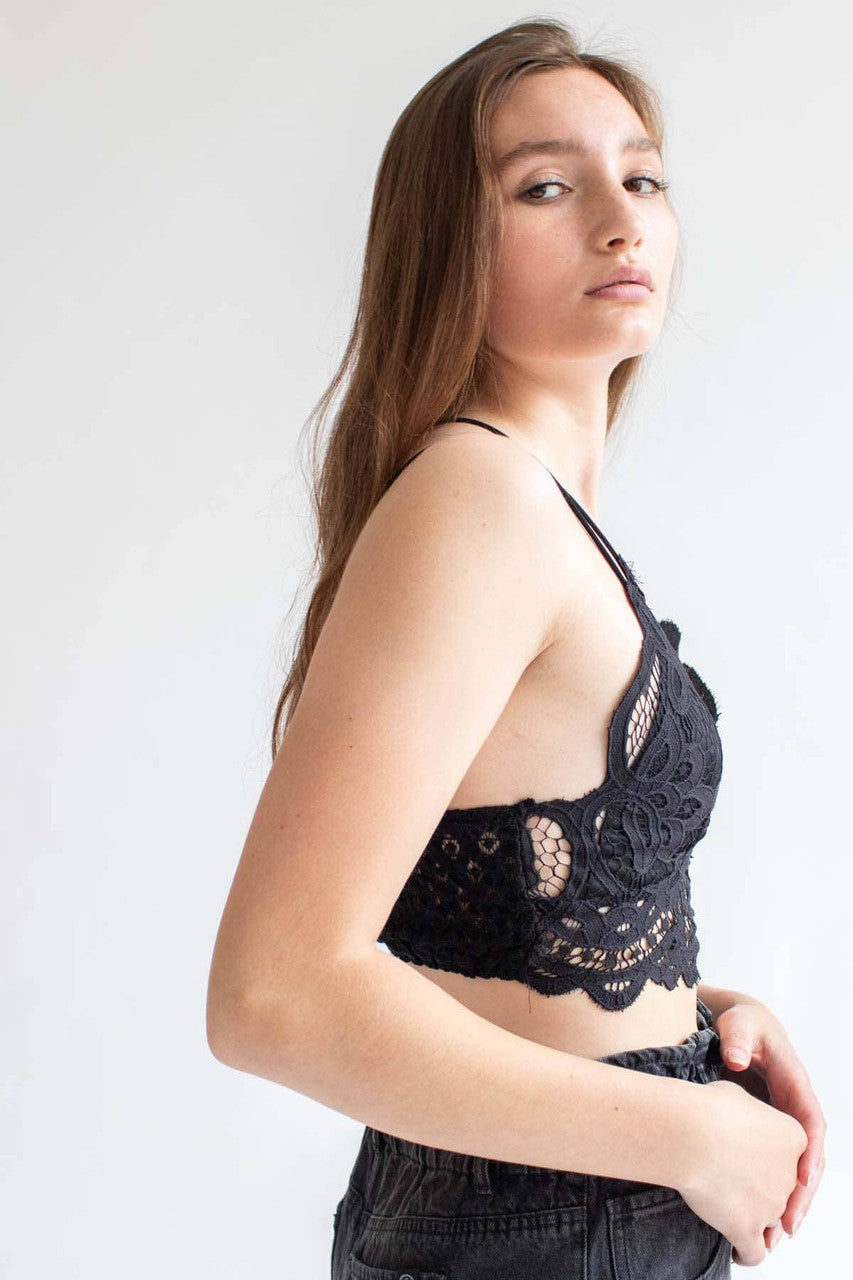 Black Lace Cross Back Bralette 1