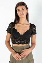 Black Lace Cup Lined Top