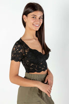 Black Lace Cup Lined Top