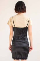 Black Lace Trim Slip Dress