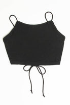 Black Lace Up Back Cropped Top