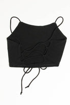 Black Lace Up Back Cropped Top