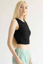Black Leopard Net Mesh Top