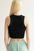 Black Leopard Net Mesh Top