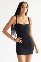 Black Lined Bust Mini Dress
