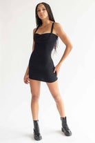 Black Lined Bust Mini Dress
