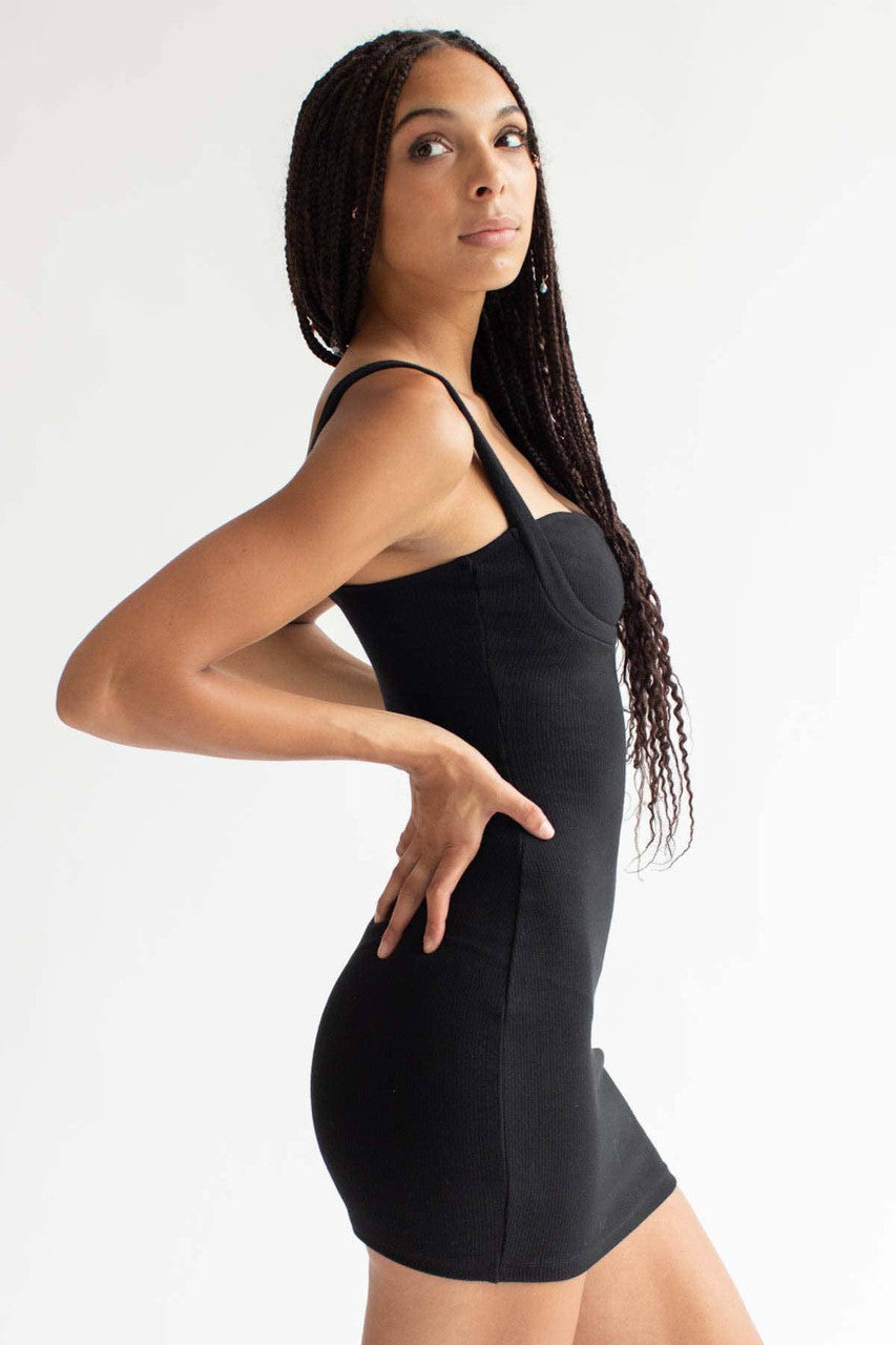 Black Lined Bust Mini Dress