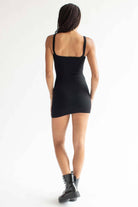 Black Lined Bust Mini Dress