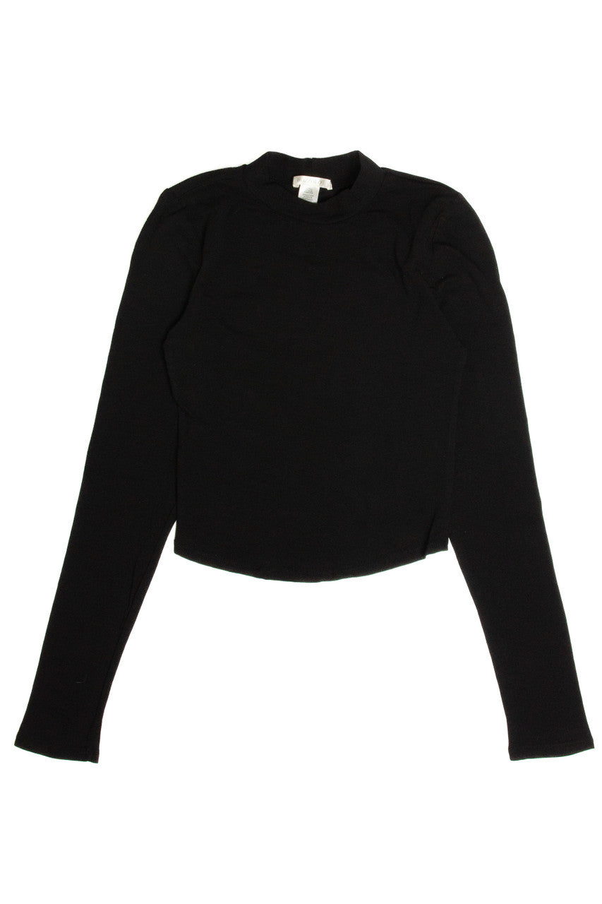 Black Long Sleeve Mock Neck Top