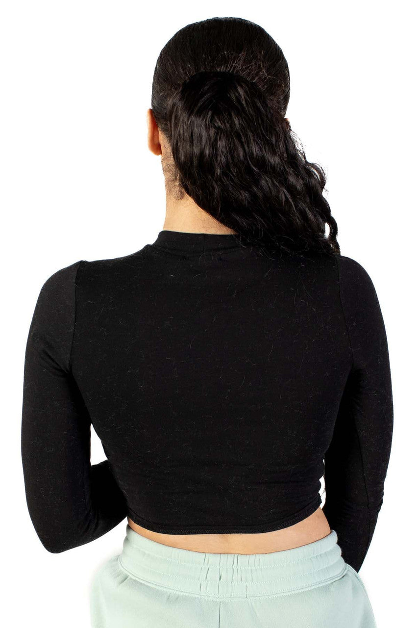 Black Long Sleeve Mock Neck Top