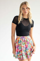 Black Cropped Mesh Tee 1