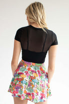 Black Cropped Mesh Tee 1