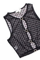 Black Mesh Rhinestone Heart Vest