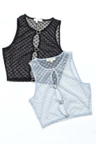 Black Mesh Rhinestone Heart Vest