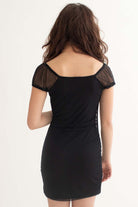 Black Mesh Ruched Side Mini Dress