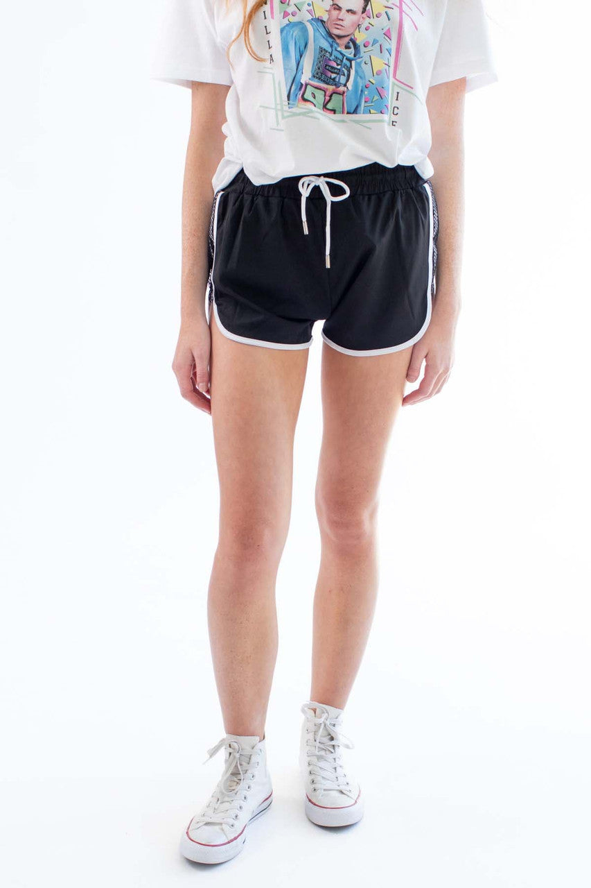 Black Mesh Side Dolphin Shorts