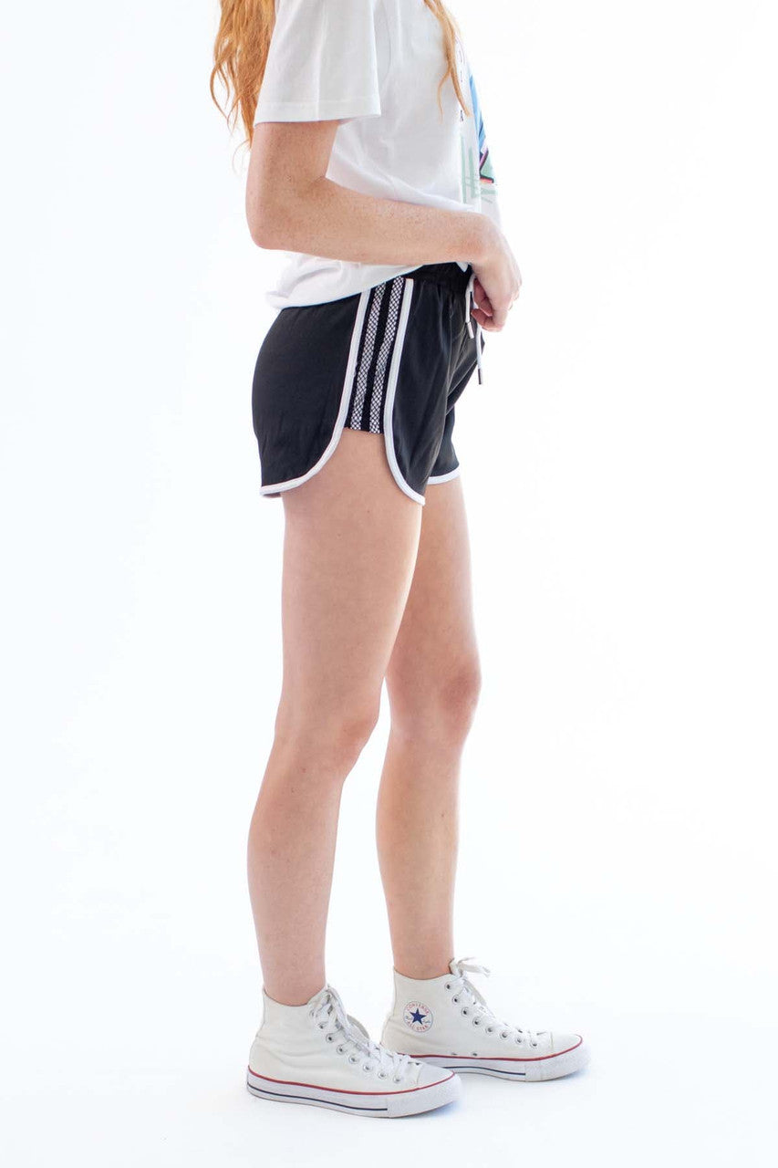 Black Mesh Side Dolphin Shorts