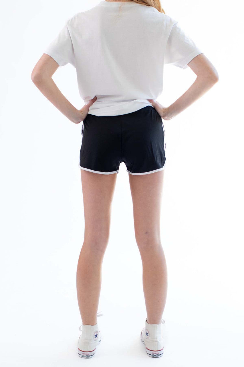 Black Mesh Side Dolphin Shorts