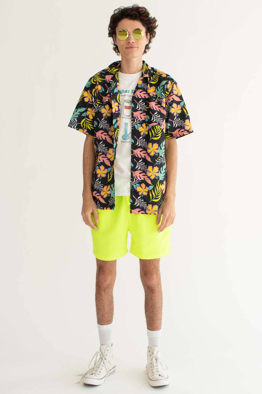 Black Miami Night Hawaiian Shirt