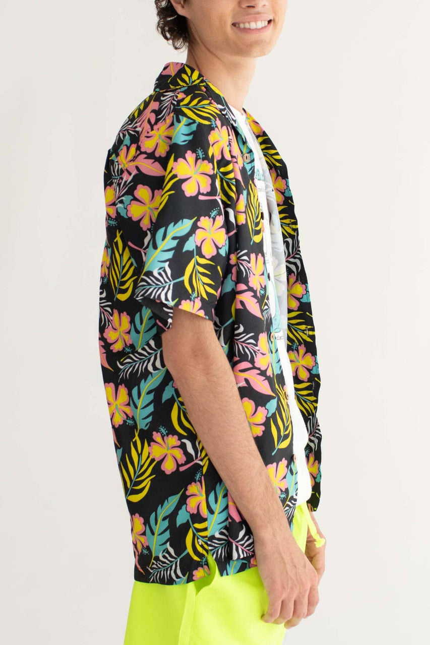Black Miami Night Hawaiian Shirt