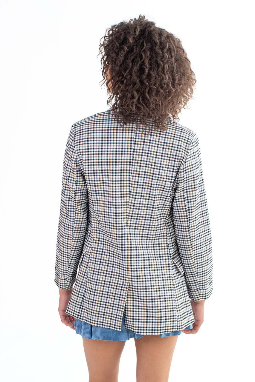 Black Mini Plaid Blazer