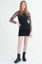 Black Mushroom Patch Mini Dress