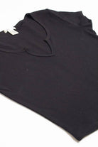 Black Notched Neck Crop T-Shirt
