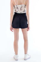 Black Paperbag Waist Shorts