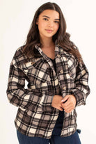 Black Plaid Sherpa Shacket