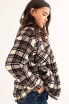 Black Plaid Sherpa Shacket