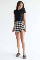 Black Plaid Stretch Skort