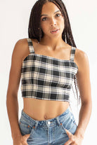 Black Plaid Stretch Tank