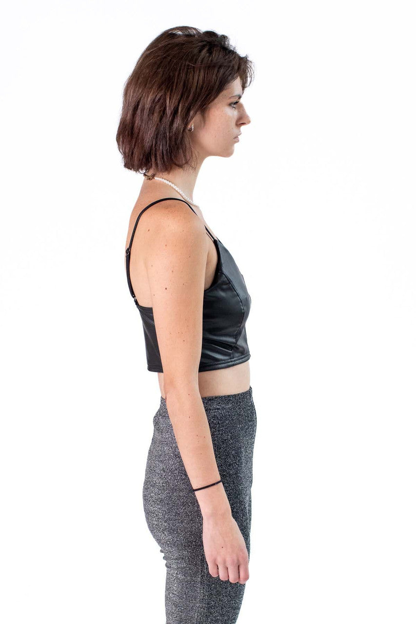 Black Pleather Crop Cami