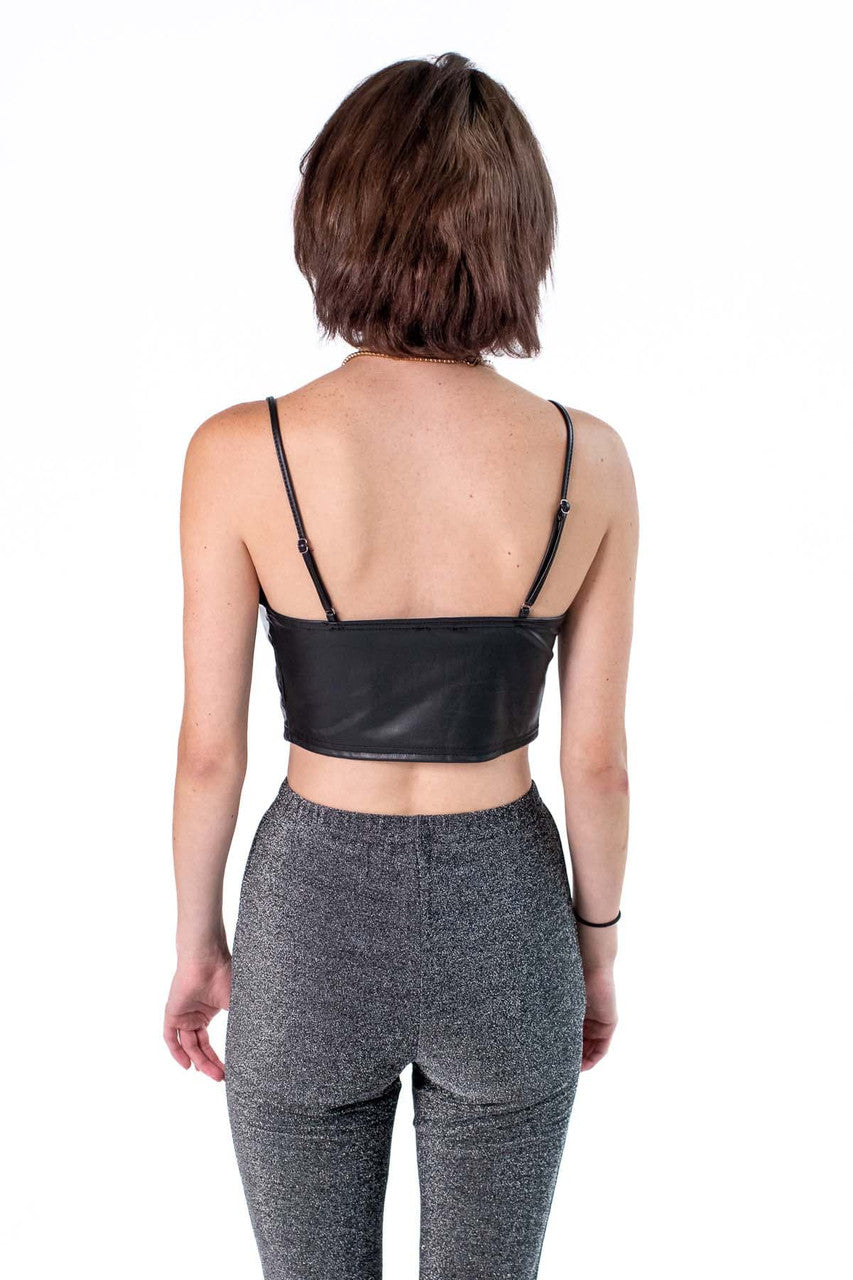 Black Pleather Crop Cami