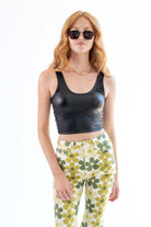Black Pleather Cropped Tank