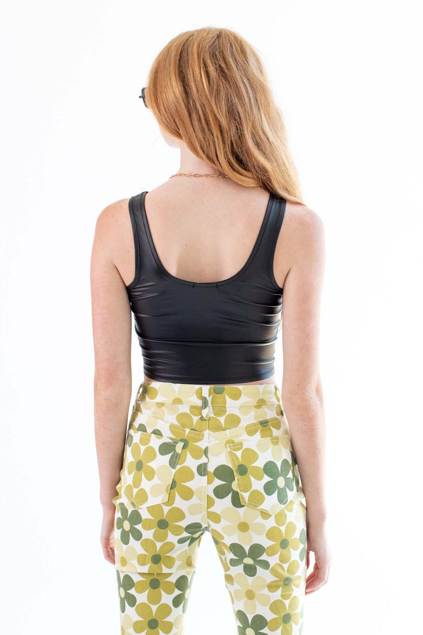 Black Pleather Cropped Tank