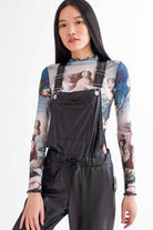 Black Pleather Overalls