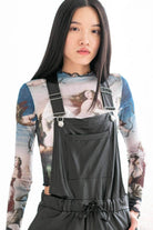 Black Pleather Overalls