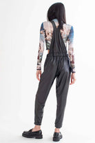 Black Pleather Overalls