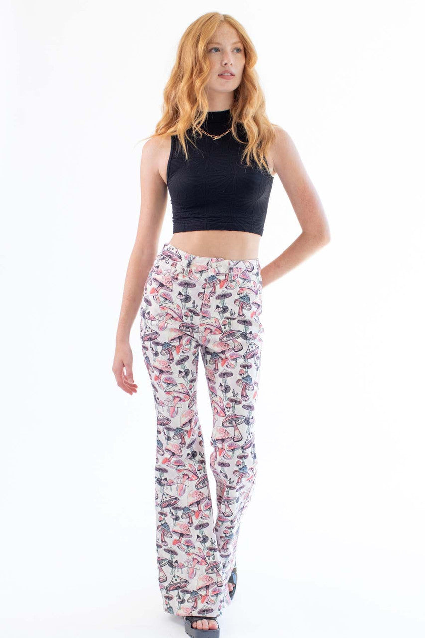 Inky Mushroom Flared Jeans