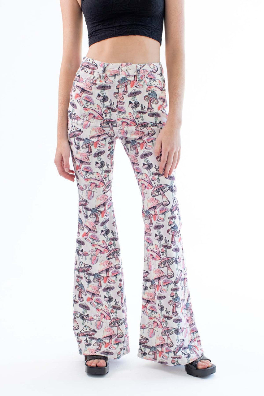 Inky Mushroom Flared Jeans