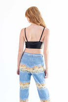 Black Pleather Zip Up Bralette