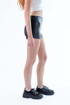 Black Pleather Zip Up Shorts